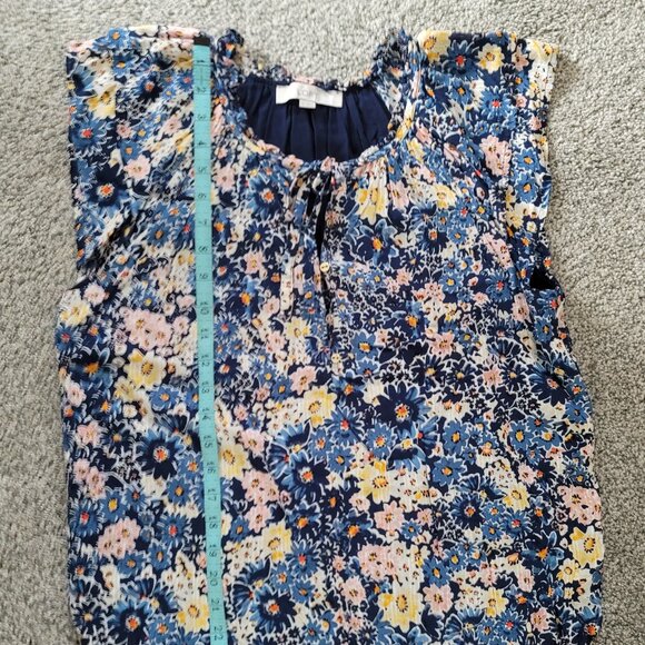 Loft Blouse Womens Medium Blue Floral Print Casual - Picture 6 of 9